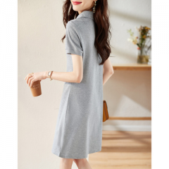 夏新款韩版休闲运动风字母刺绣连衣裙女通勤显瘦